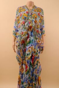 Dolce & Gabbana Majolica Print Silk Kaftan Dress – IT 46 - Image 4