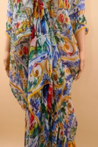 Dolce & Gabbana Majolica Print Silk Kaftan Dress – IT 46 - Image 6