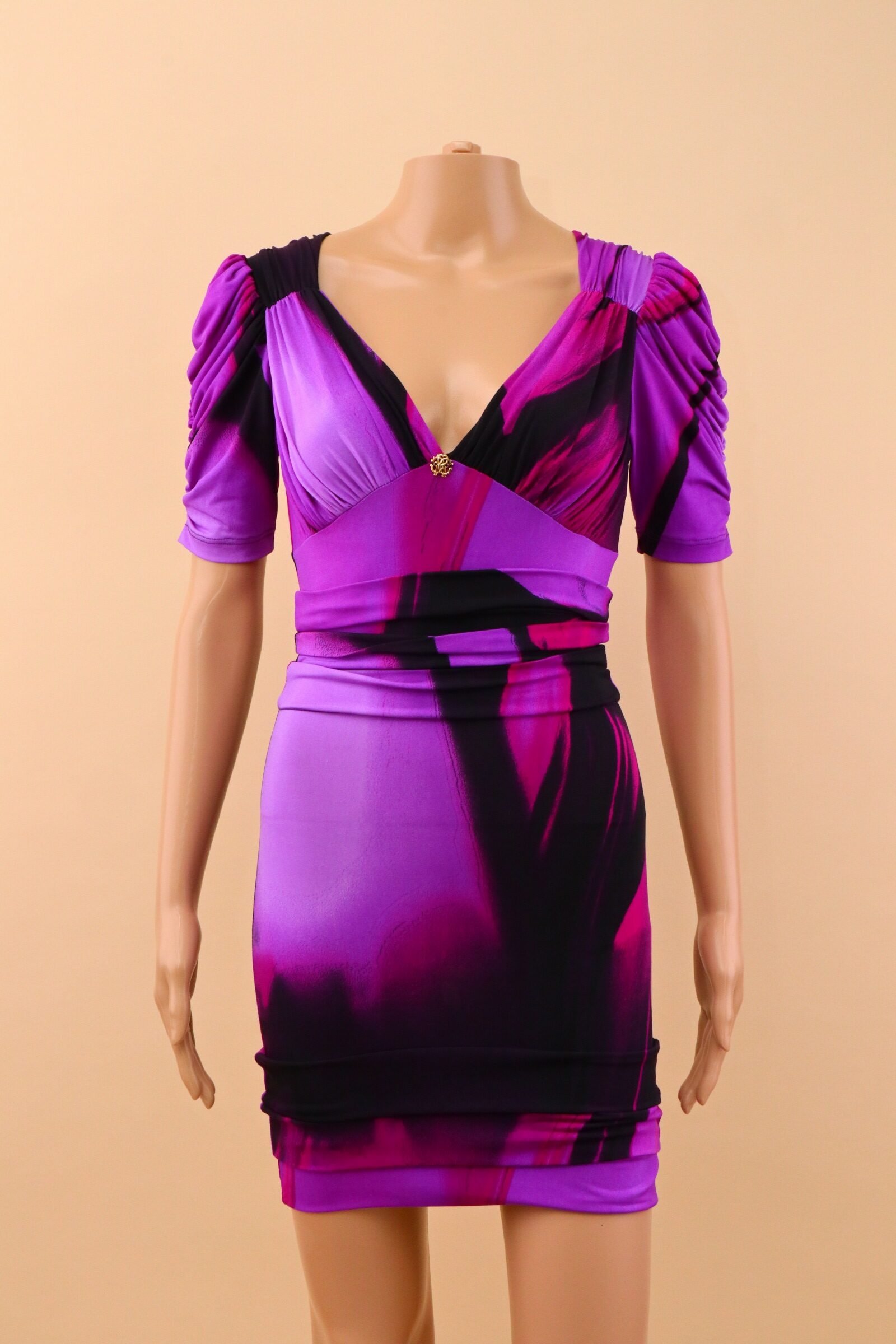 IMG_7269 Roberto Cavalli Abstract Print Bodycon Dress – S - Image 1