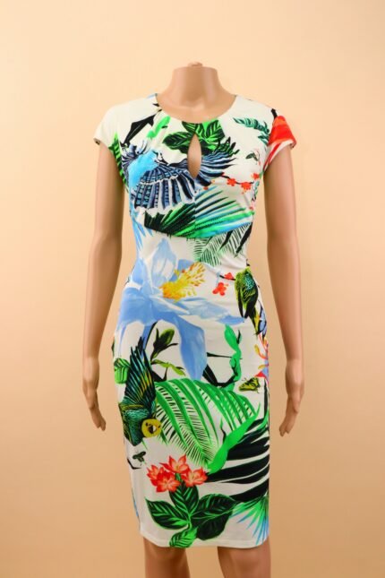 Roberto Cavalli Tropical Print Sheath Dress – IT 44