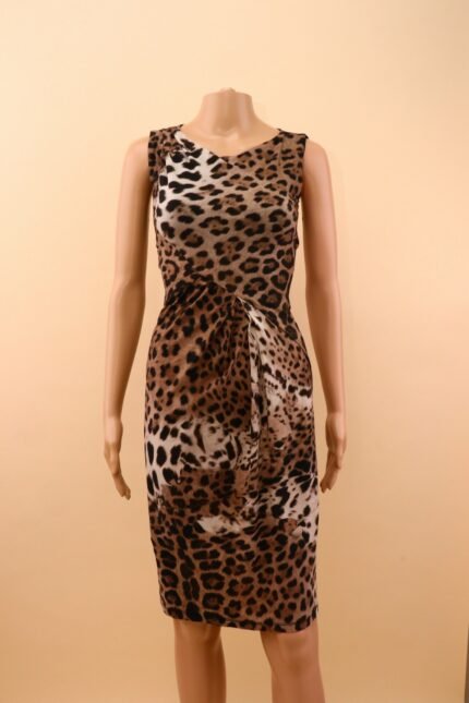 Roberto Cavalli Leopard Print Draped Dress – IT 38