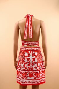 Dolce & Gabbana Majolica-print cotton halterneck dress – IT 48 - Image 5