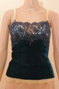 Dolce & Gabbana Velvet & Lace Evening Top - IT 42 - Image 5