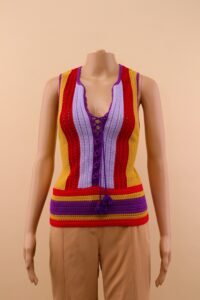 Roberto Cavalli multicoloured crochet lace-up top – IT 42 - Image 7