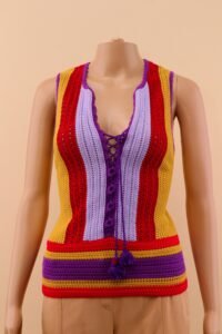 Roberto Cavalli multicoloured crochet lace-up top – IT 42 - Image 2