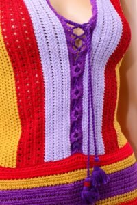 Roberto Cavalli multicoloured crochet lace-up top – IT 42 - Image 4