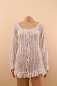 Vintage Galliano Embroidered Sheer Ruffle Blouse - IT 42 - Image 7