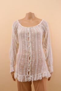 Vintage Galliano Embroidered Sheer Ruffle Blouse - IT 42 - Image 2