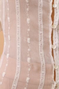 Vintage Galliano Embroidered Sheer Ruffle Blouse - IT 42 - Image 4