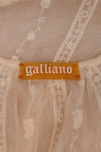 Vintage Galliano Embroidered Sheer Ruffle Blouse - IT 42 - Image 3
