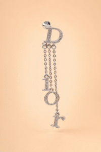 Dior Rhinestone Logo chain Clip-On Earrings