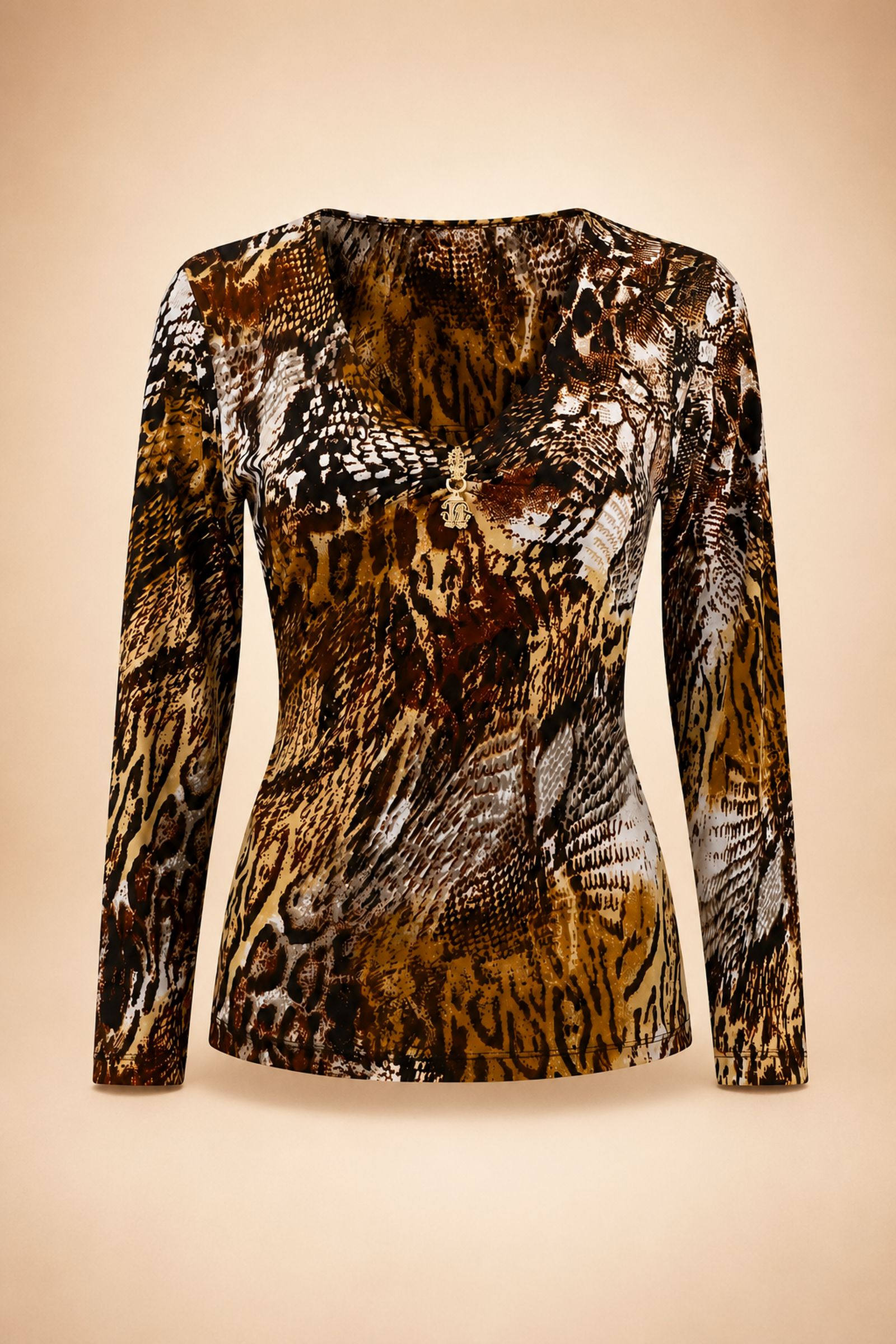 Luxuryrevive_animal_print_top_peach_1600x2400 Roberto Cavalli Animal-Print Top - XXL - Image 1