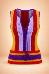 Roberto Cavalli multicoloured crochet lace-up top – IT 42