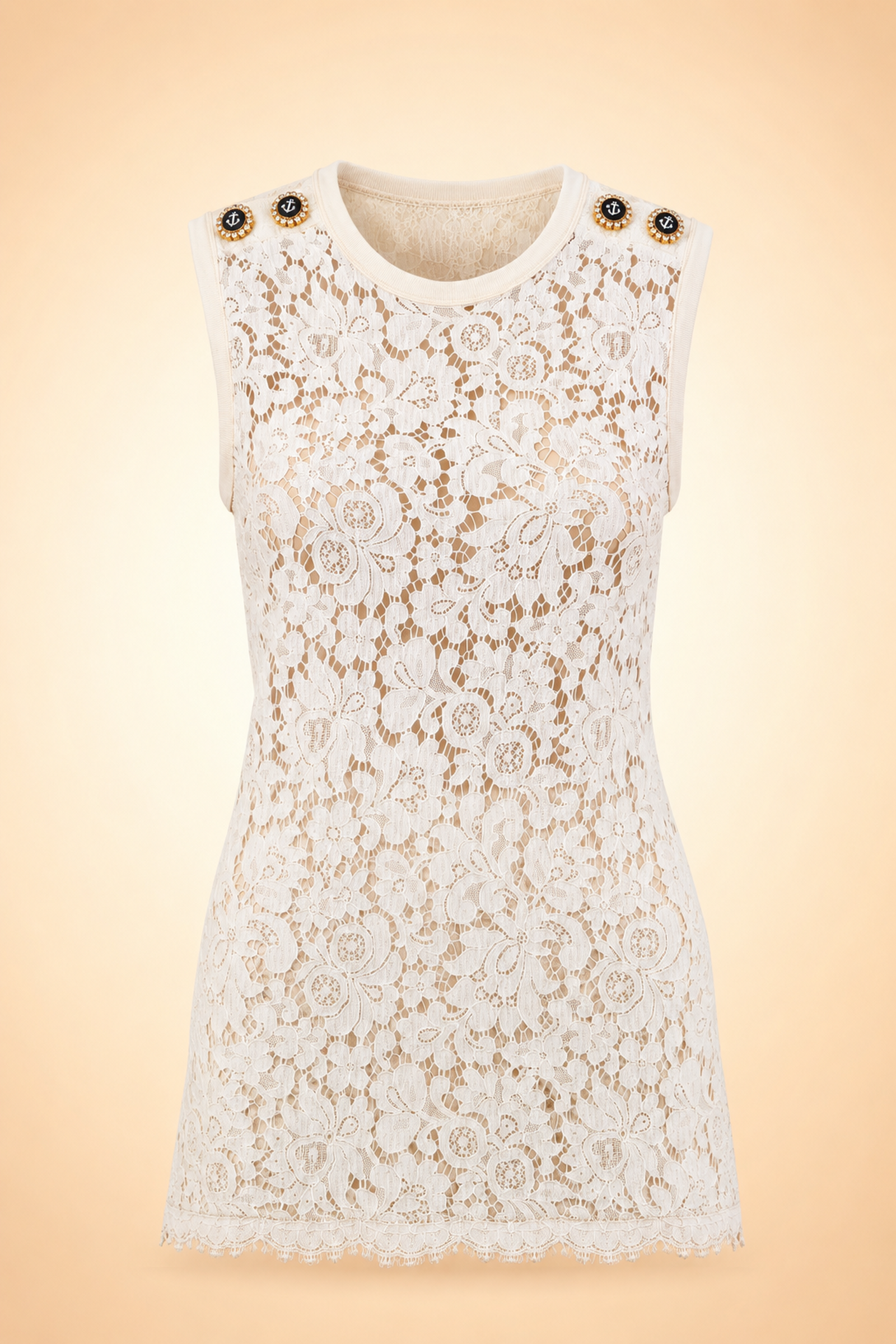 Dolce & Gabbana anchor-button floral lace mini dress – IT 38 - Image 1