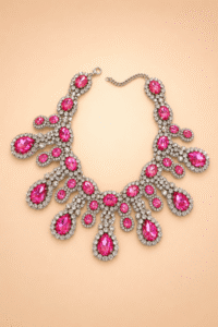 Moschino Couture pink crystal statement bib necklace