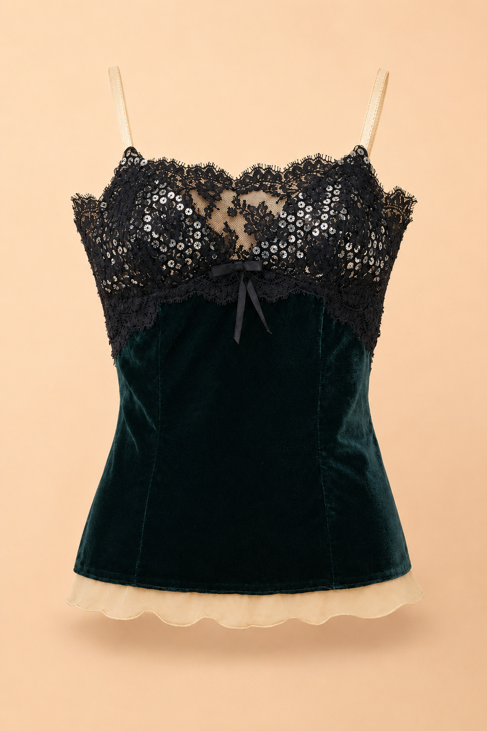 Luxuryrevive_velvet_lace_top_1600x2400-1 Dolce & Gabbana Velvet & Lace Evening Top - IT 42 - Image 1