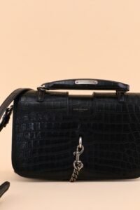 Saint Laurent Charlotte Croc-Embossed Messenger Bag - Image 7