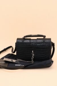 Saint Laurent Charlotte Croc-Embossed Messenger Bag - Image 2