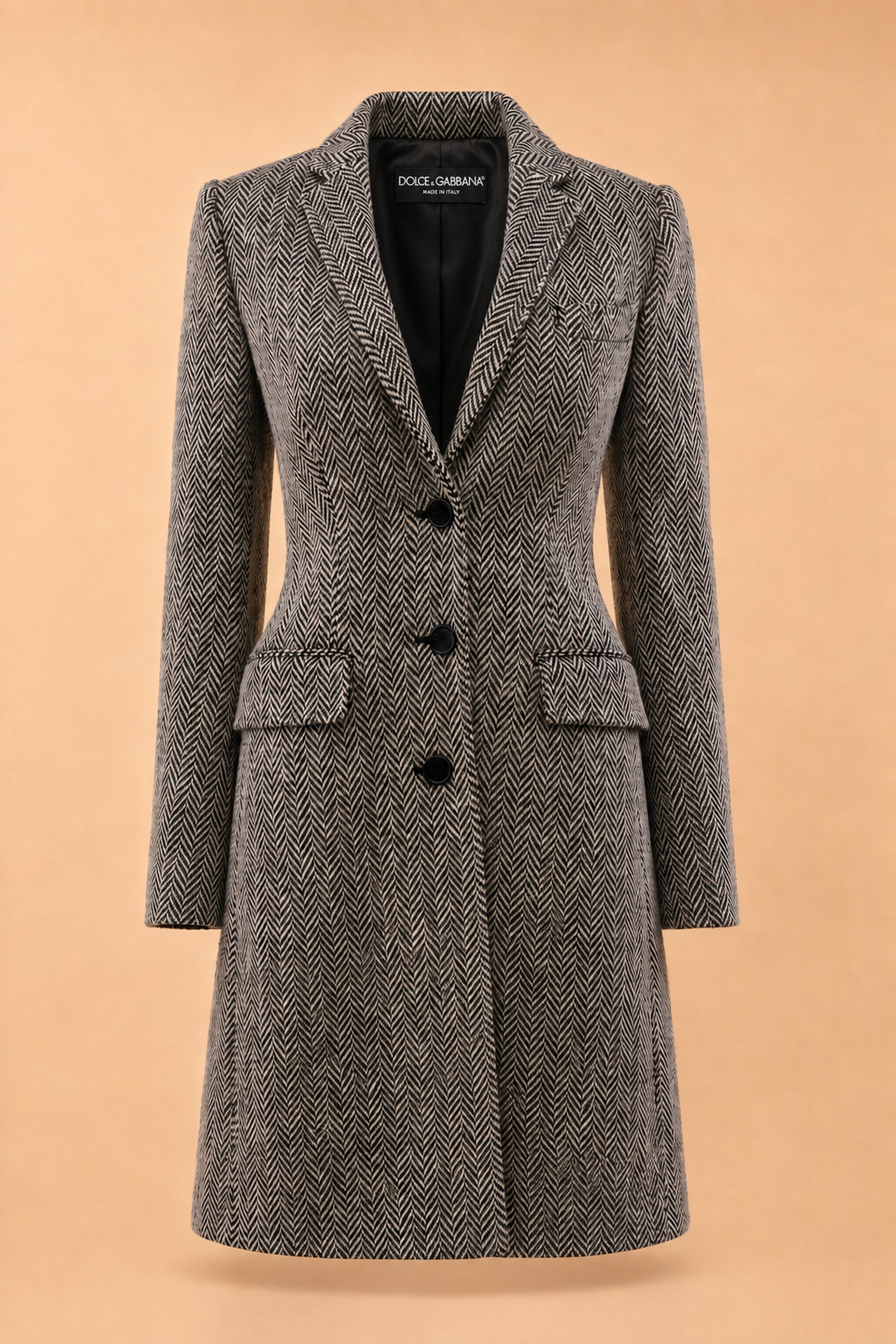 Dolce & Gabbana Vintage Herringbone Tailored Coat