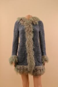 Dolce & Gabbana Wool Coat with Mongolian Lamb Trim - Image 2