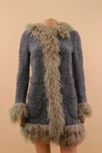 Dolce & Gabbana Wool Coat with Mongolian Lamb Trim - Image 3