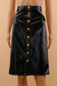 Versace Black Patent Medusa Midi Skirt – IT 42 - Image 2