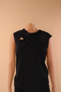 Versace Black Draped Cut-Out Mini Dress - IT 46 - Image 4