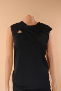 Versace Black Draped Cut-Out Mini Dress - IT 46 - Image 5