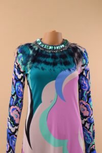 Emilio Pucci Embellished Ostrich Feather Print Dress - IT 38 - Image 3