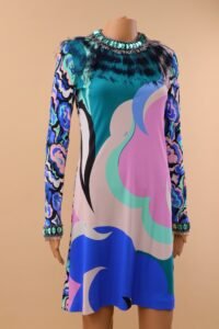 Emilio Pucci Embellished Ostrich Feather Print Dress - IT 38 - Image 4