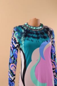 Emilio Pucci Embellished Ostrich Feather Print Dress - IT 38 - Image 5