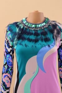 Emilio Pucci Embellished Ostrich Feather Print Dress - IT 38 - Image 6