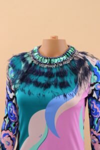 Emilio Pucci Embellished Ostrich Feather Print Dress - IT 38 - Image 9
