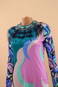 Emilio Pucci Embellished Ostrich Feather Print Dress - IT 38 - Image 10
