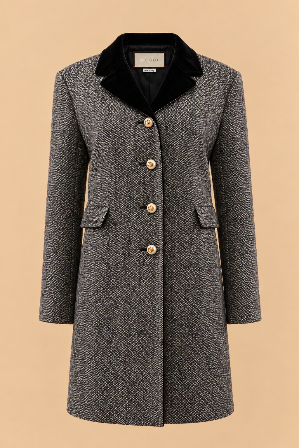 file_0000000018ac820a89068ce44351d81f Gucci Grey Wool Coat — Size IT 46 - Image 1