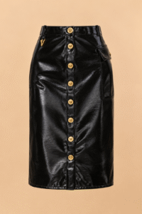 Versace Black Patent Medusa Midi Skirt – IT 42