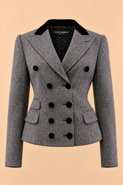 Dolce & Gabbana Herringbone Wool Double-Breasted Blazer – IT 44
