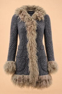 Dolce & Gabbana Wool Coat with Mongolian Lamb Trim