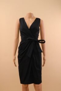 Dolce & Gabbana Black Draped Dress with Waist Tie – IT 42 - Image 2