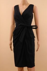 Dolce & Gabbana Black Draped Dress with Waist Tie – IT 42 - Image 3