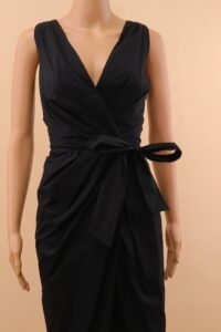 Dolce & Gabbana Black Draped Dress with Waist Tie – IT 42 - Image 4