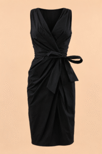 Dolce & Gabbana Black Draped Dress with Waist Tie – IT 42
