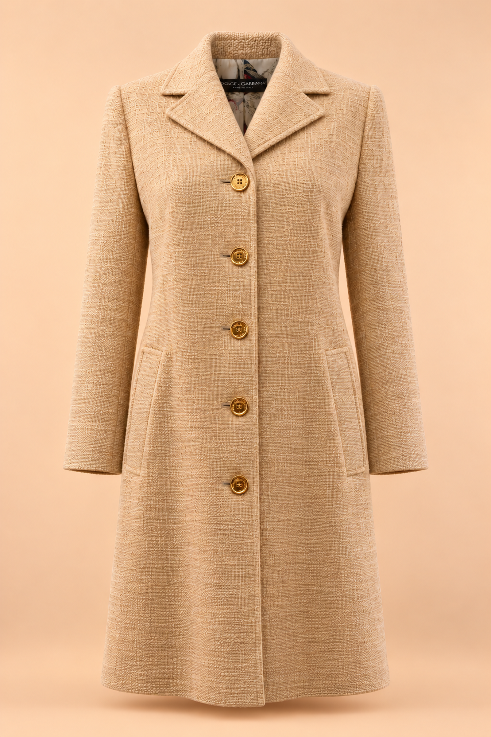Dolce & Gabbana Beige Boucle Coat - IT 42